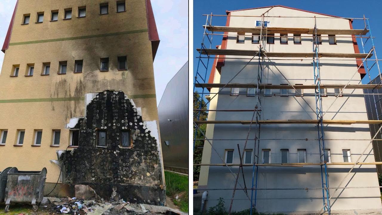 Се обновува фасадата на медицинското училиште во Битола по априлскиот пожар кога вандали оштетија дел од зградата